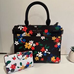 NWT Kate Spade Medium Satchel Staci & Contrasting Matching Compact Bifold Wallet